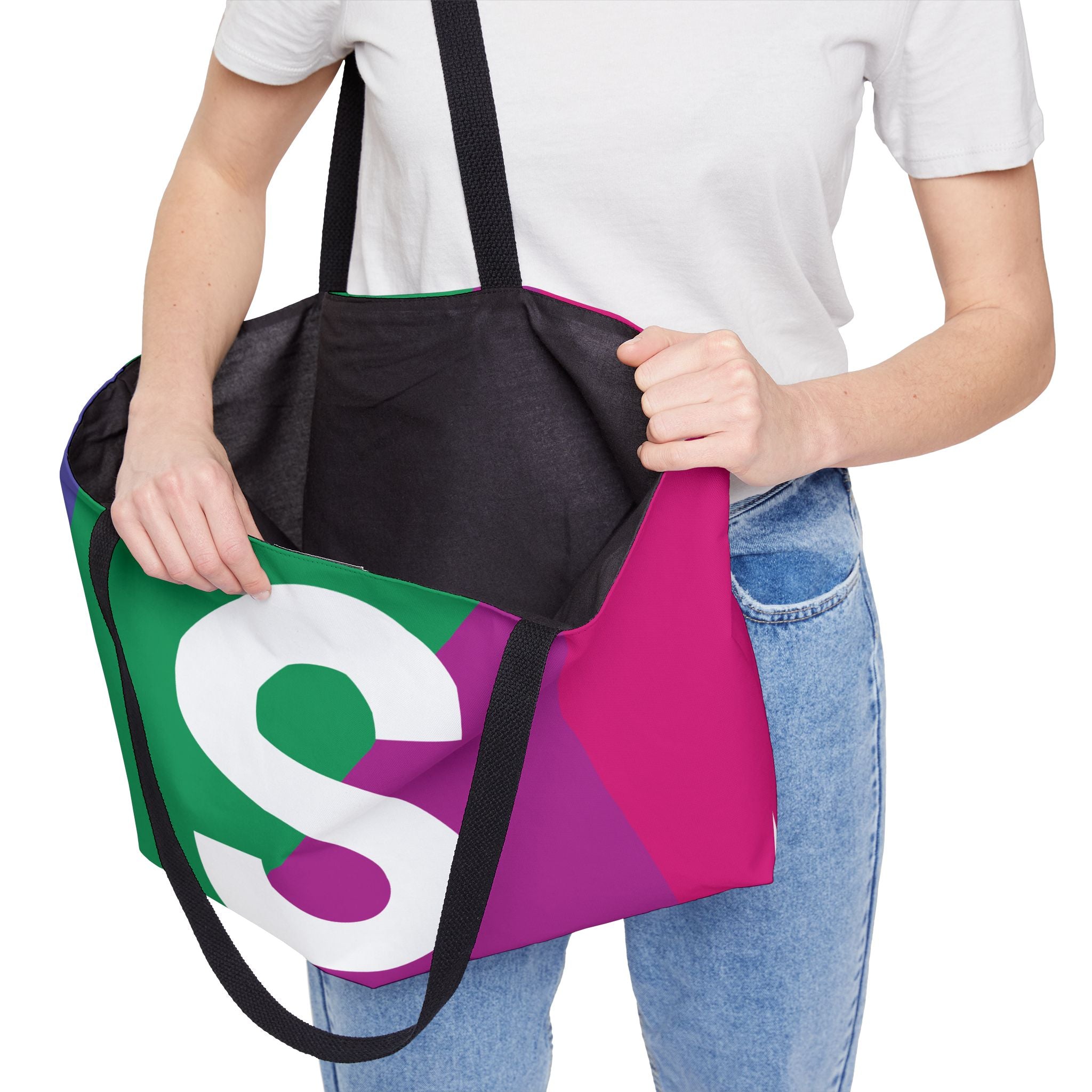 Personalized 'S' Colorblock Tote Bag — Monogram Weekender Tote