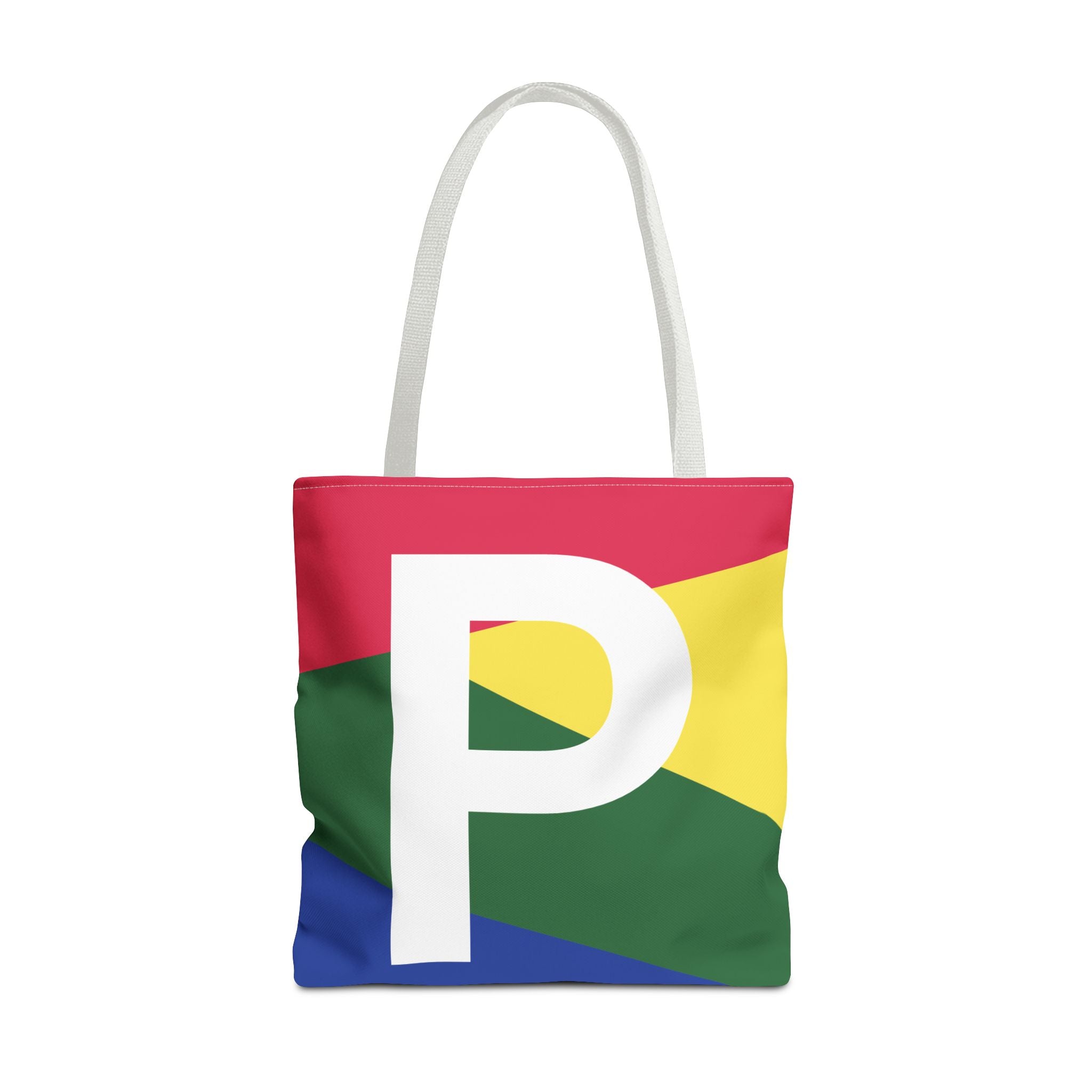 Monogram 'P' Colorblock Tote Bag — Personalized Initial P Shoulder Tote