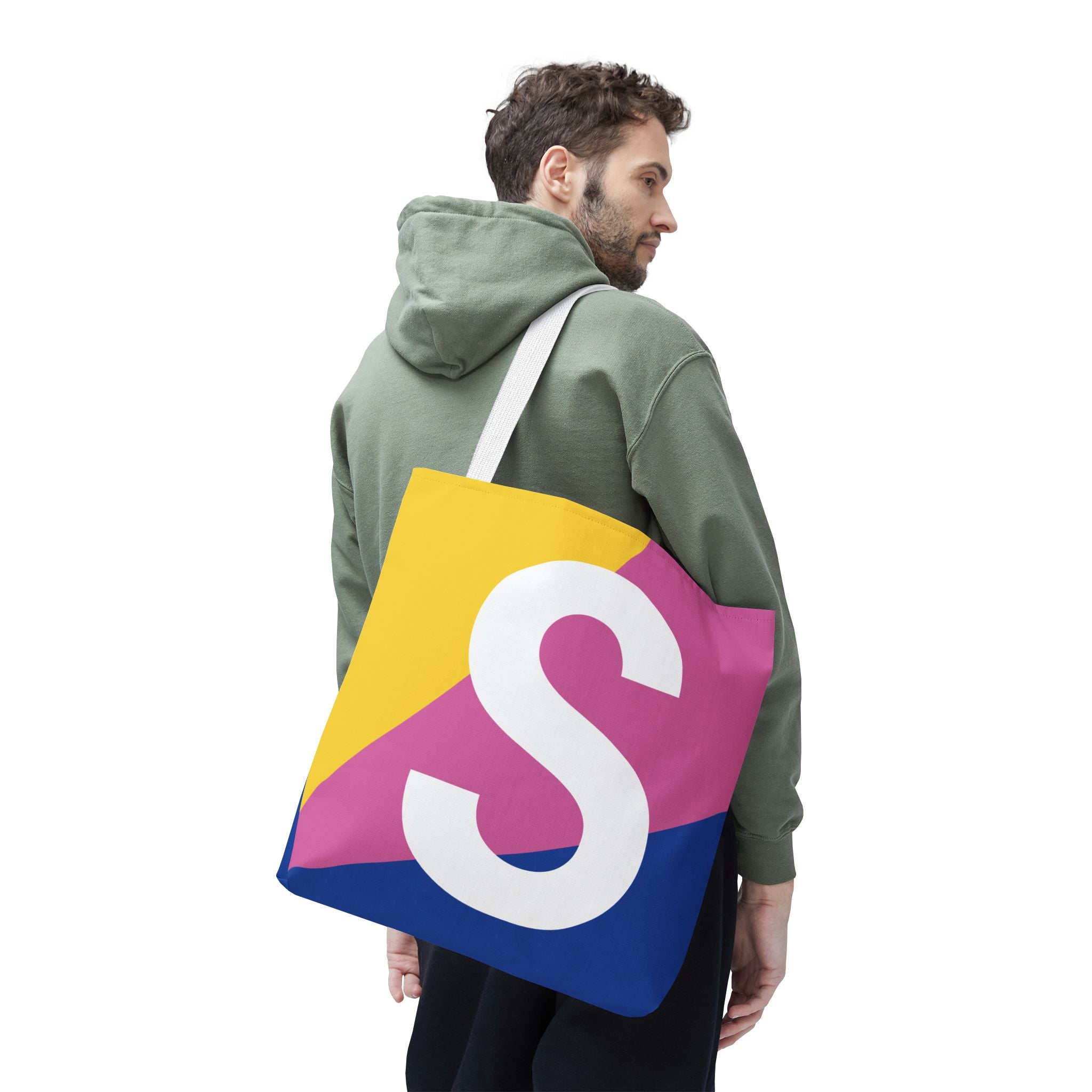 Monogram 'S' Colorblock Tote Bag — Personalized Initial S Shoulder Tote