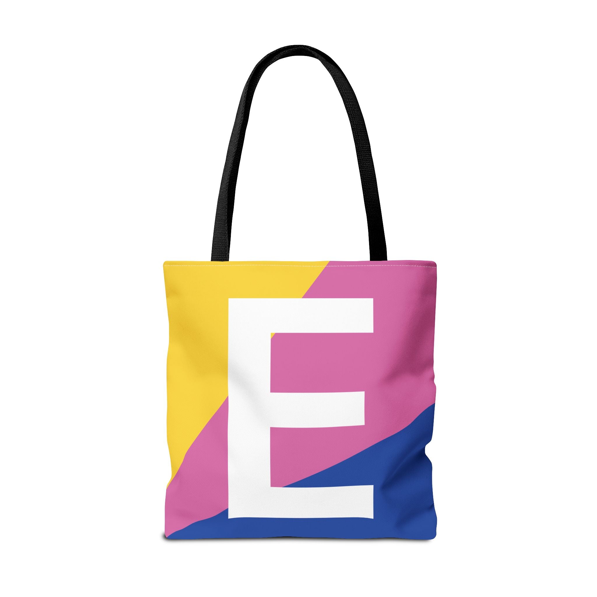 Monogram 'E' Colorblock Tote Bag — Personalized Initial E Shoulder Tote