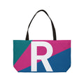 Personalized 'R' Colorblock Tote Bag — Monogram Weekender Tote