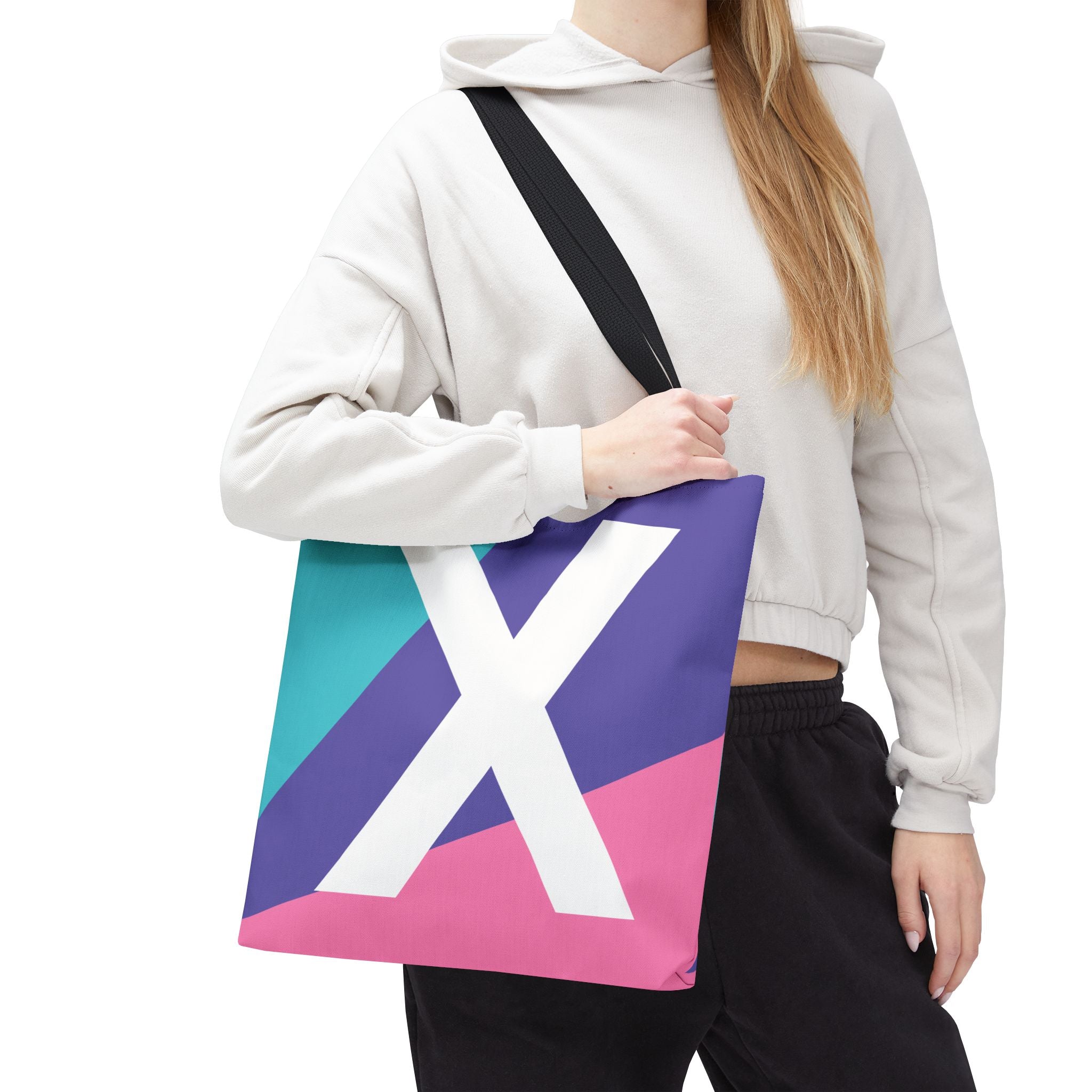 Monogram 'X' Colorblock Tote Bag — Personalized Initial X Shoulder Tote