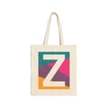 Initial Z Colorblock Canvas Tote Bag — Monogram Letter Z Reusable Grocery Tote