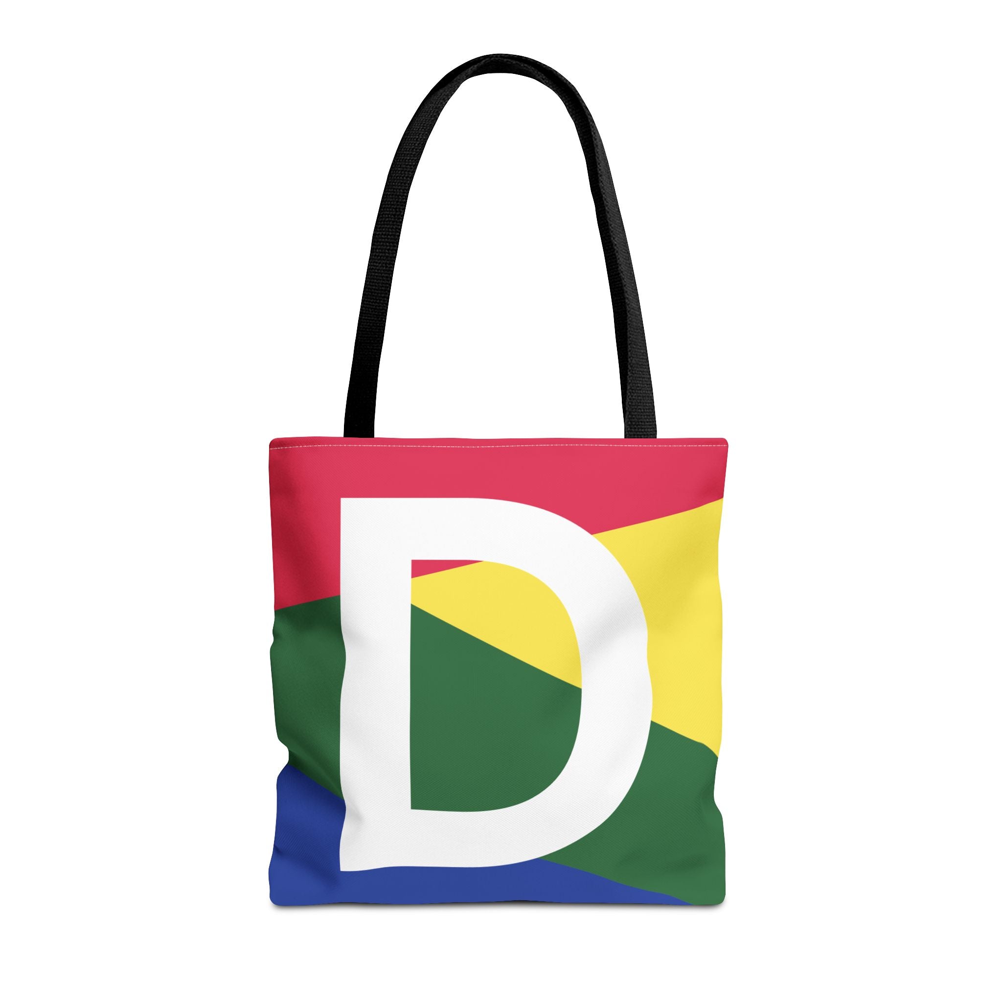 Monogram 'D' Colorblock Tote Bag — Personalized Initial D Shoulder Tote