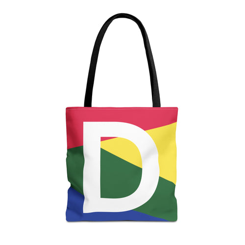 Monogram 'D' Colorblock Tote Bag — Personalized Initial D Shoulder Tote