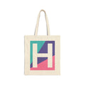 Initial H Colorblock Canvas Tote Bag — Monogram Letter H Reusable Grocery Tote