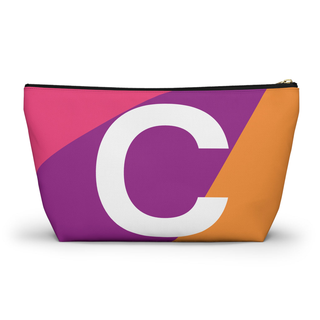 Initials Colorblock Accessory Pouch — Monogram C T-Bottom Cosmetic Bag