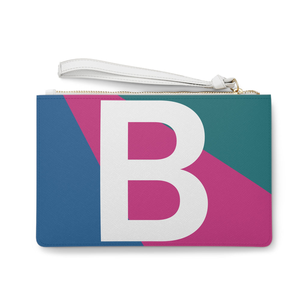 Monogram 'B' Colorblock Clutch Bag — Bold Geometric Wristlet for Everyday & Gifts