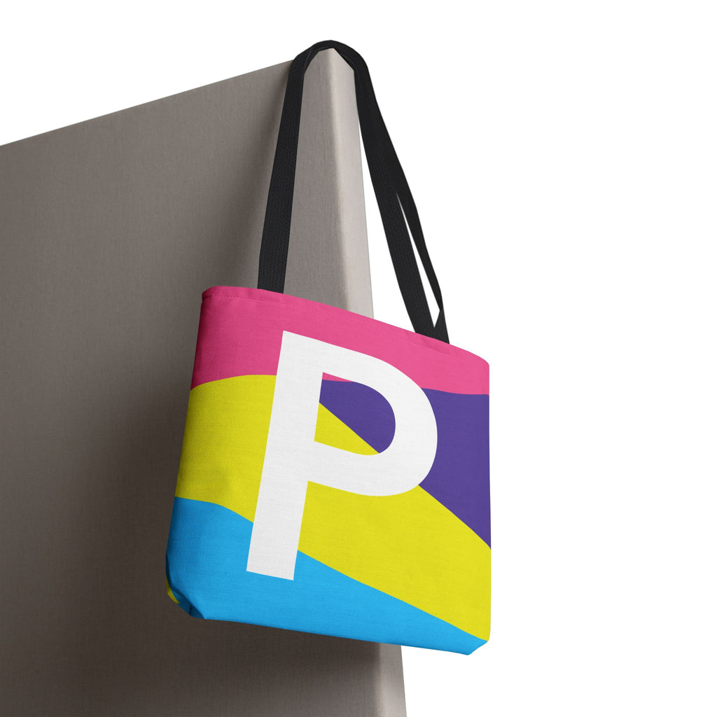 Monogram 'P' Colorblock Tote Bag — Personalized Initial P Shoulder Tote