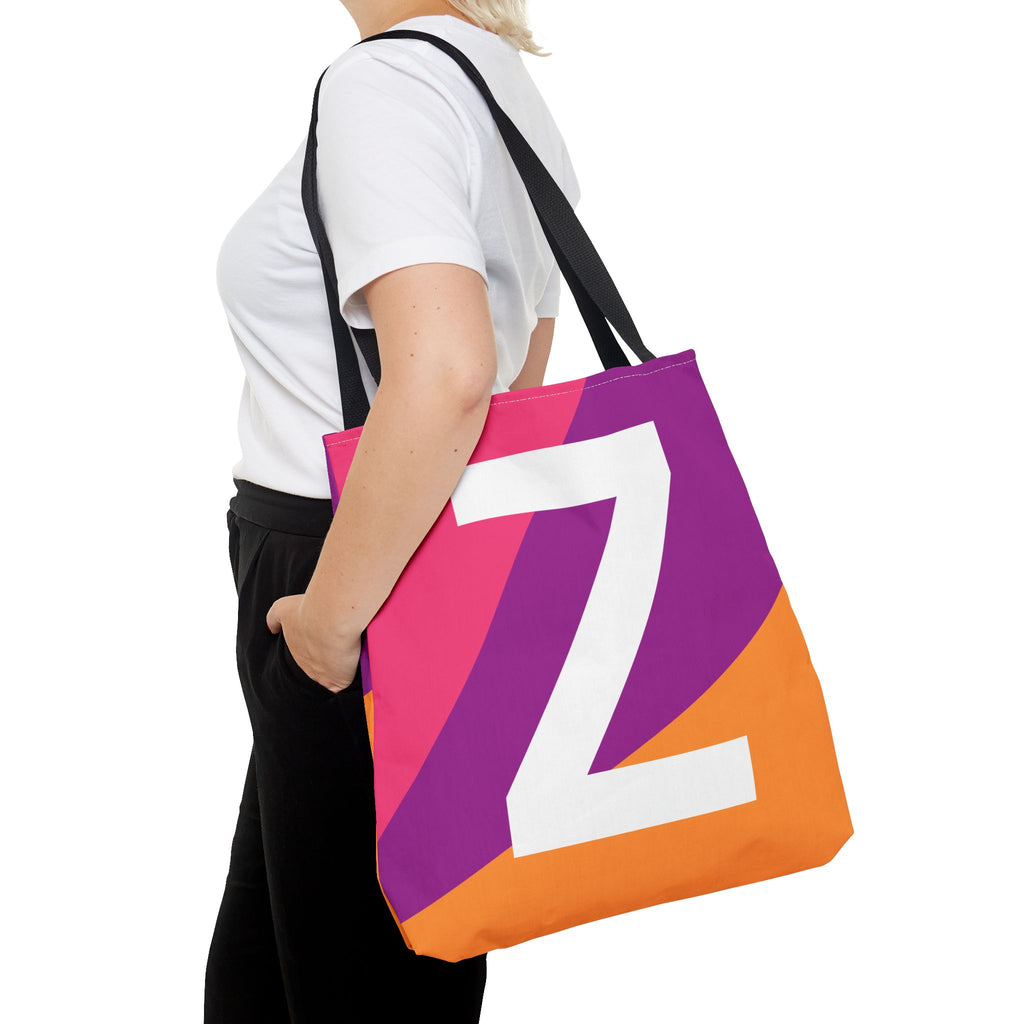 Monogram 'Z' Colorblock Tote Bag — Personalized Initial Z Shoulder Tote