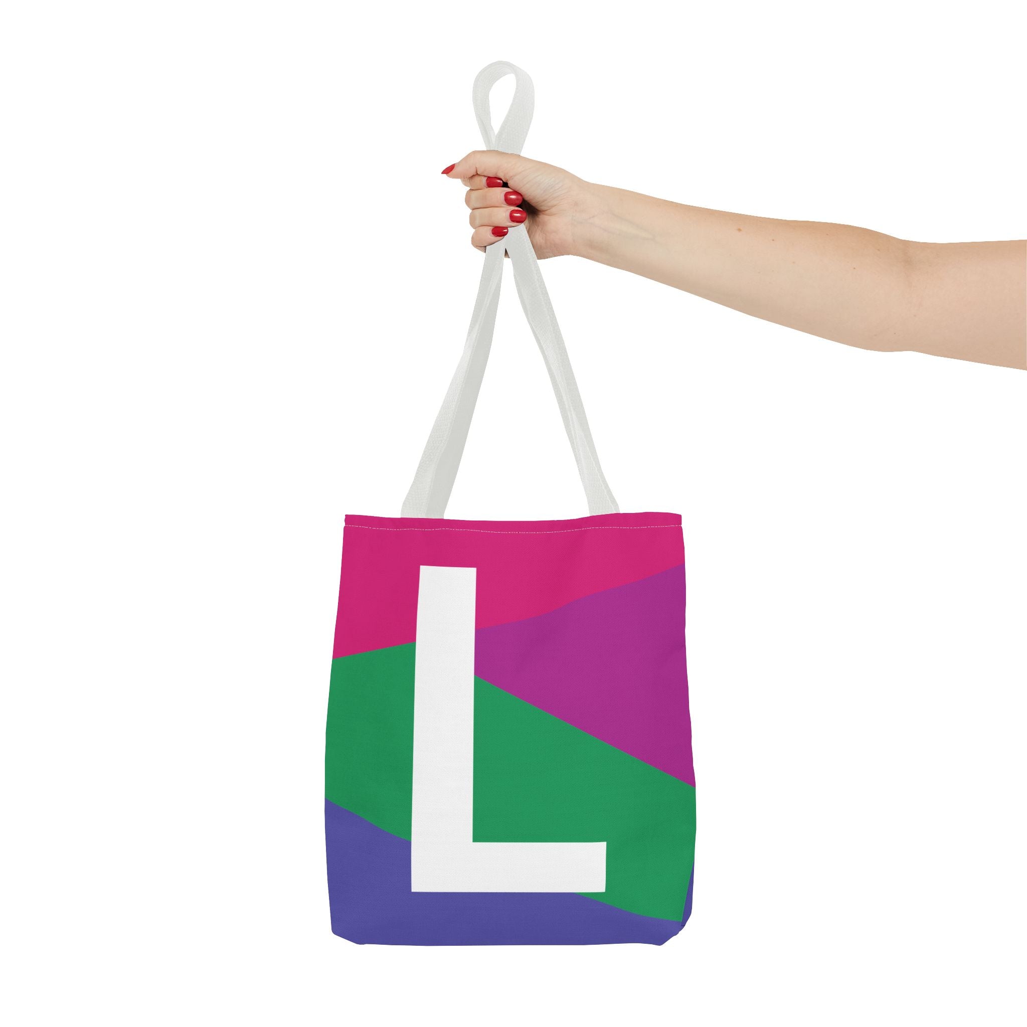 Monogram 'L' Colorblock Tote Bag — Personalized Initial L Shoulder Tote