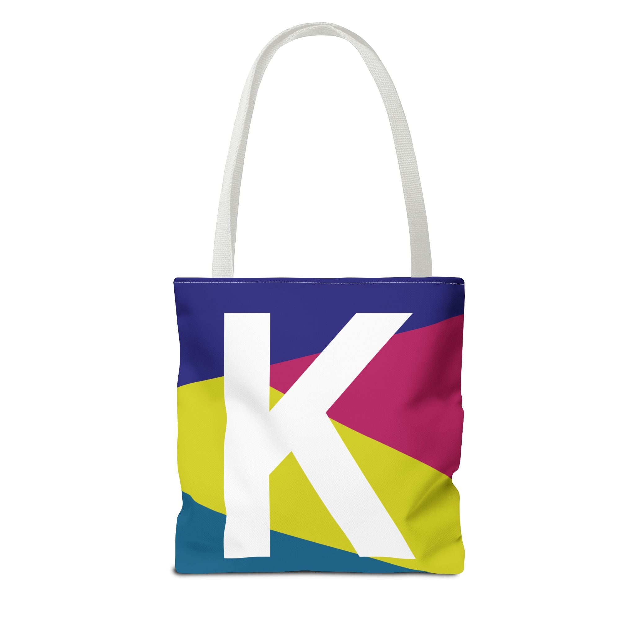 Monogram 'K' Colorblock Tote Bag — Personalized Initial K Shoulder Tote