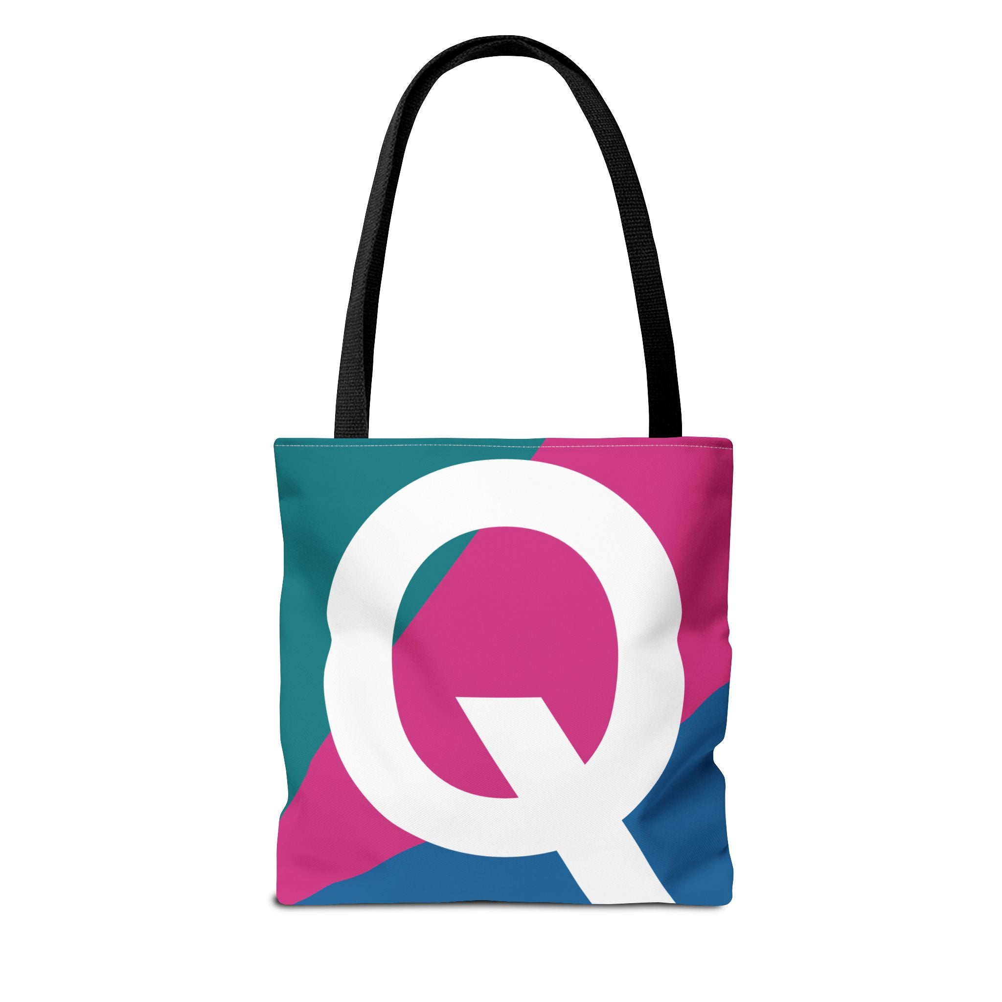 Monogram 'Q' Colorblock Tote Bag — Personalized Initial Q Shoulder Tote