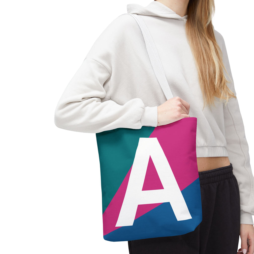 Monogram 'A' Colorblock Tote Bag — Personalized Initial A Shoulder Tote
