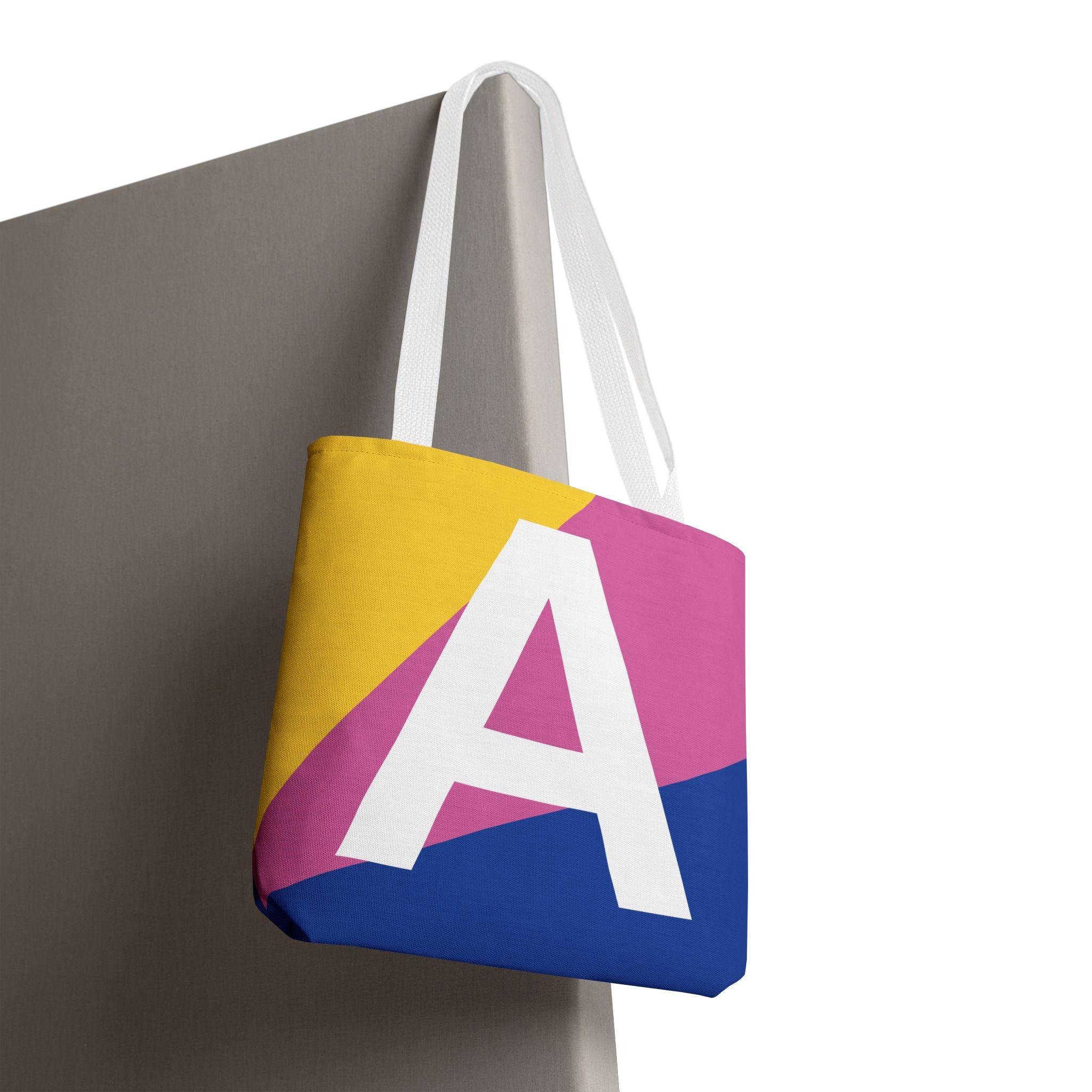 Monogram 'A' Colorblock Tote Bag — Personalized Initial A Shoulder Tote