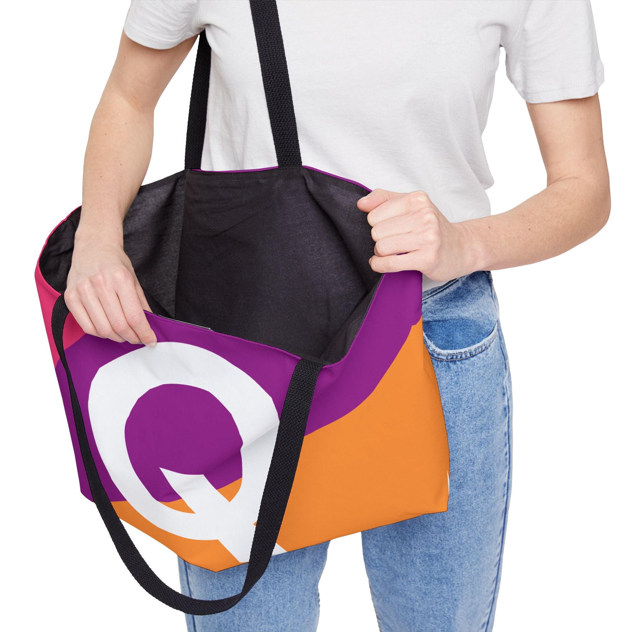 Personalized 'Q' Colorblock Tote Bag — Monogram Weekender Tote