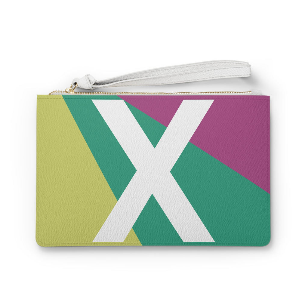 Monogram 'X' Colorblock Clutch Bag — Bold Geometric Wristlet for Everyday & Gifts