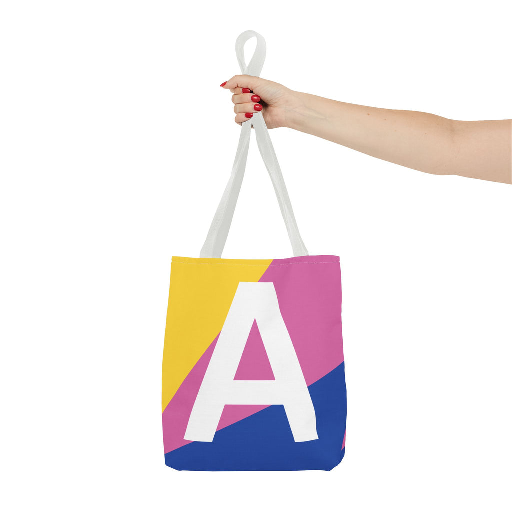 Monogram 'A' Colorblock Tote Bag — Personalized Initial A Shoulder Tote