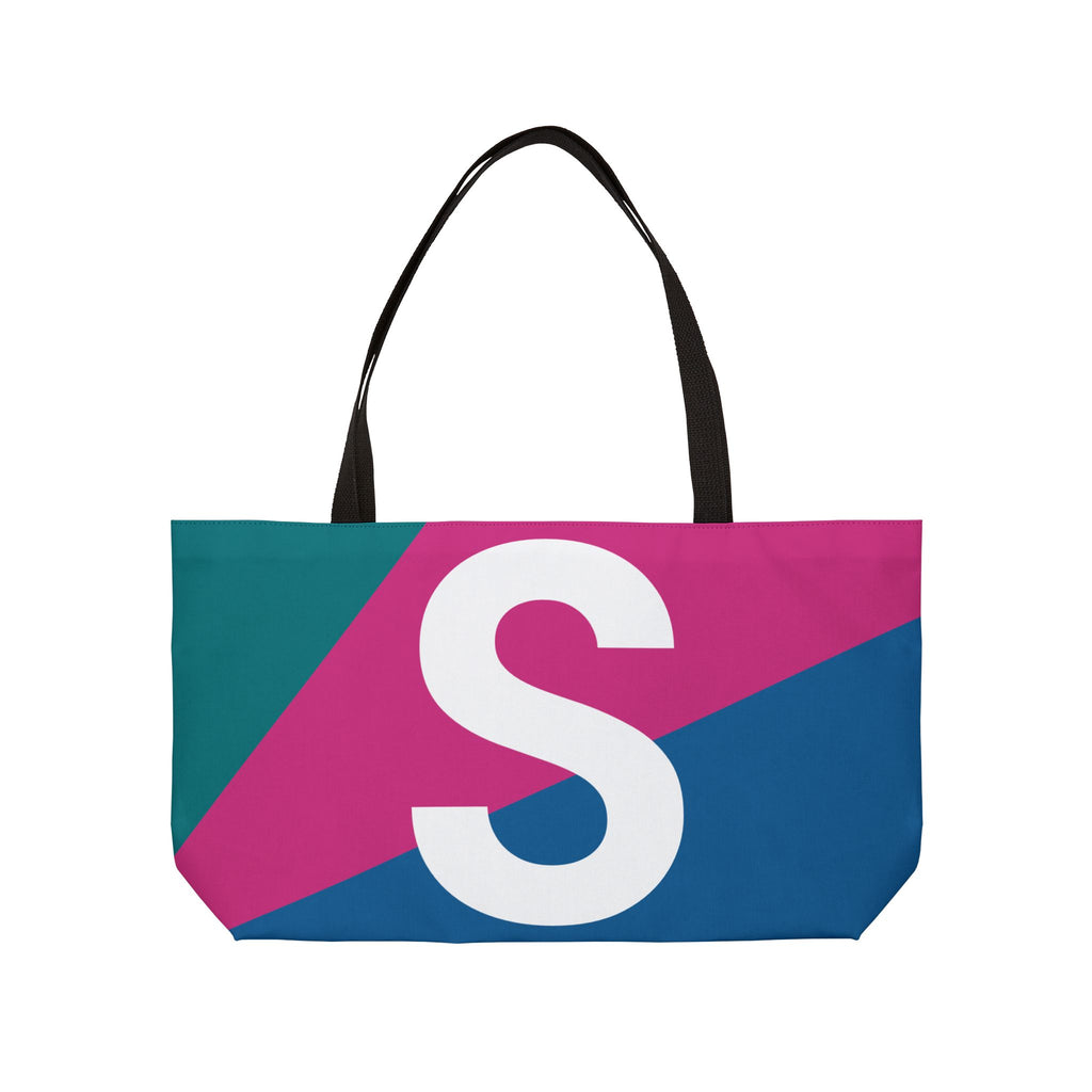Personalized 'S' Colorblock Tote Bag — Monogram Weekender Tote