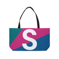 Personalized 'S' Colorblock Tote Bag — Monogram Weekender Tote