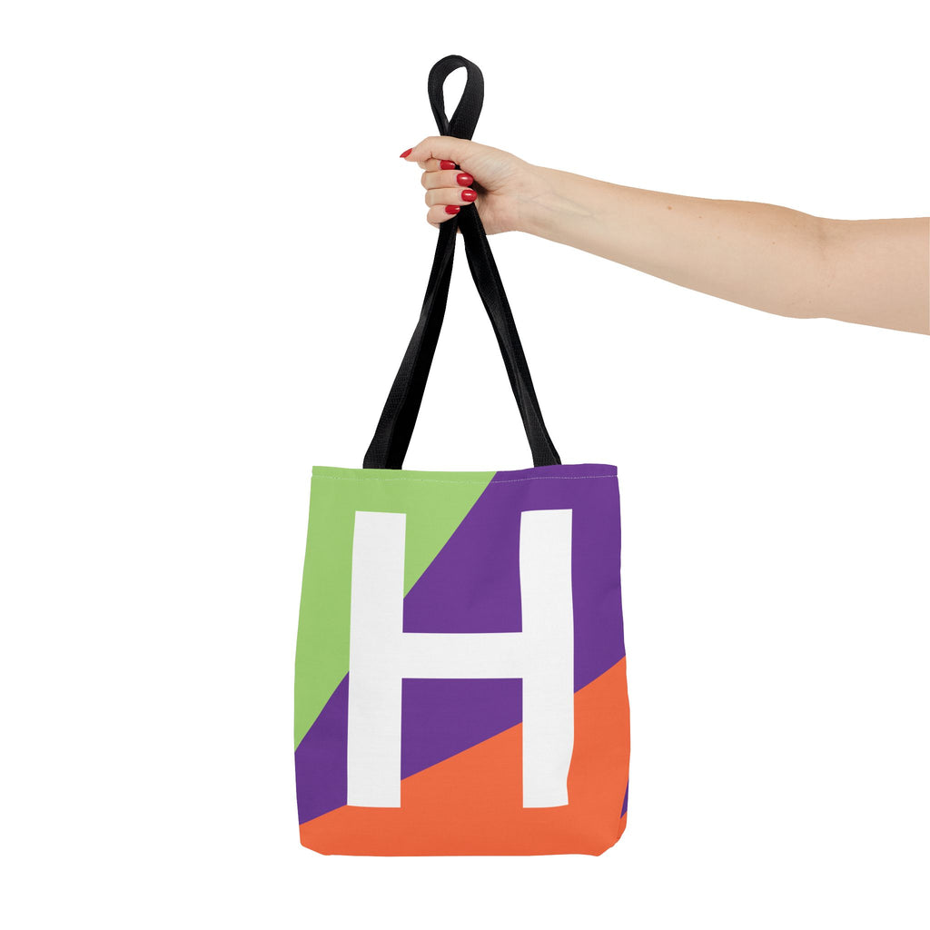 Monogram 'H' Colorblock Tote Bag — Personalized Initial H Shoulder Tote