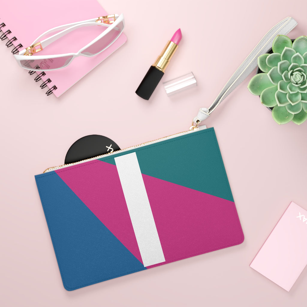 Monogram 'I' Colorblock Clutch Bag — Bold Geometric Wristlet for Everyday & Gifts