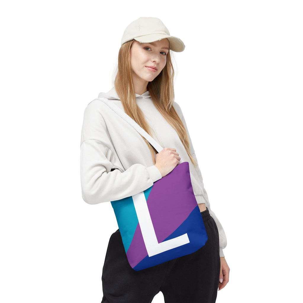 Monogram 'L' Colorblock Tote Bag — Personalized Initial L Shoulder Tote