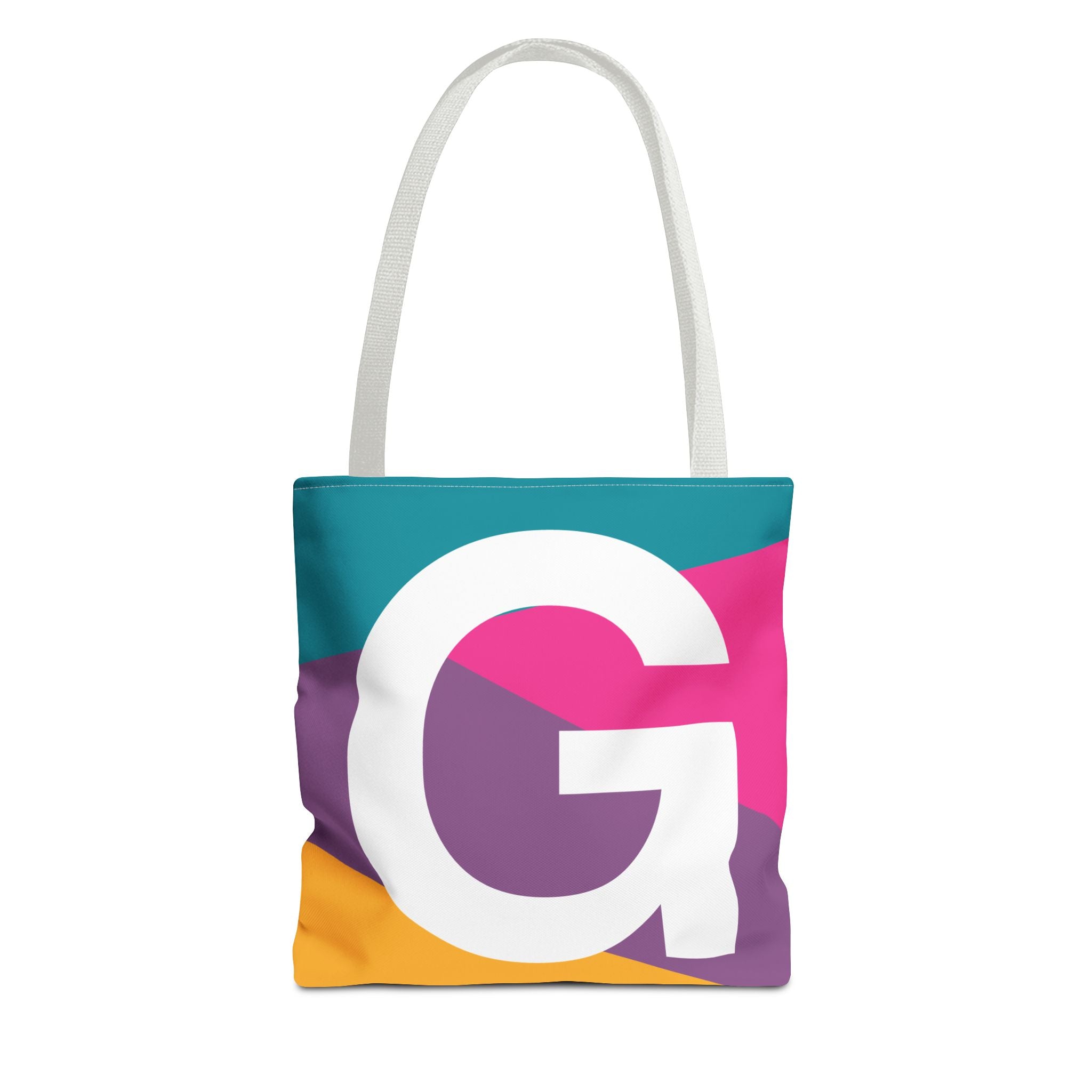 Monogram 'G' Colorblock Tote Bag — Personalized Initial G Shoulder Tote