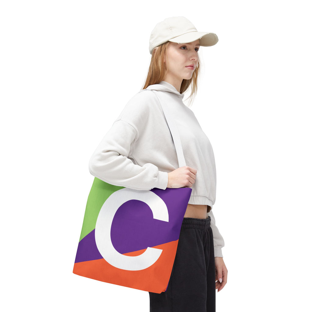 Monogram 'C' Colorblock Tote Bag — Personalized Initial C Shoulder Tote