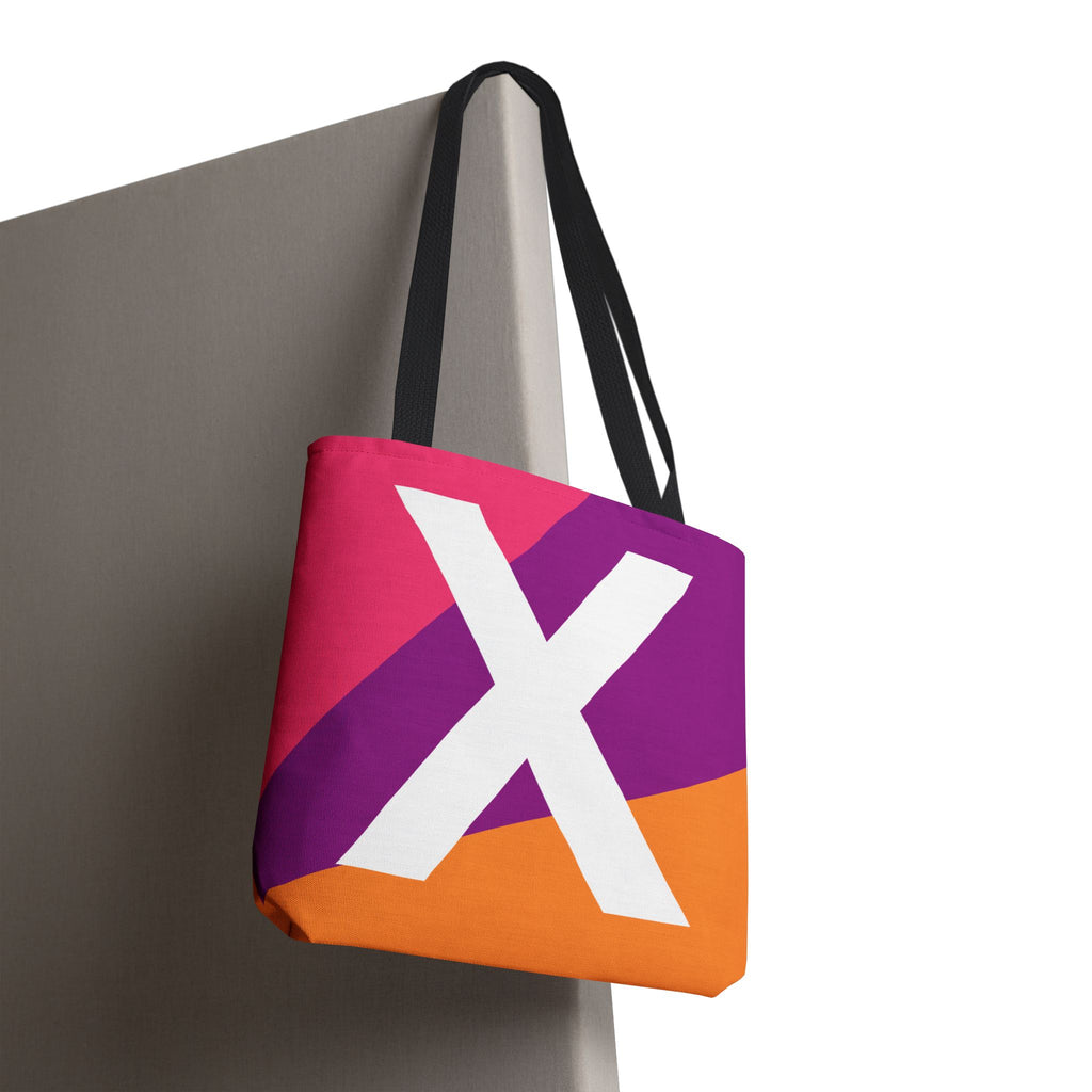 Monogram 'X' Colorblock Tote Bag — Personalized Initial X Shoulder Tote