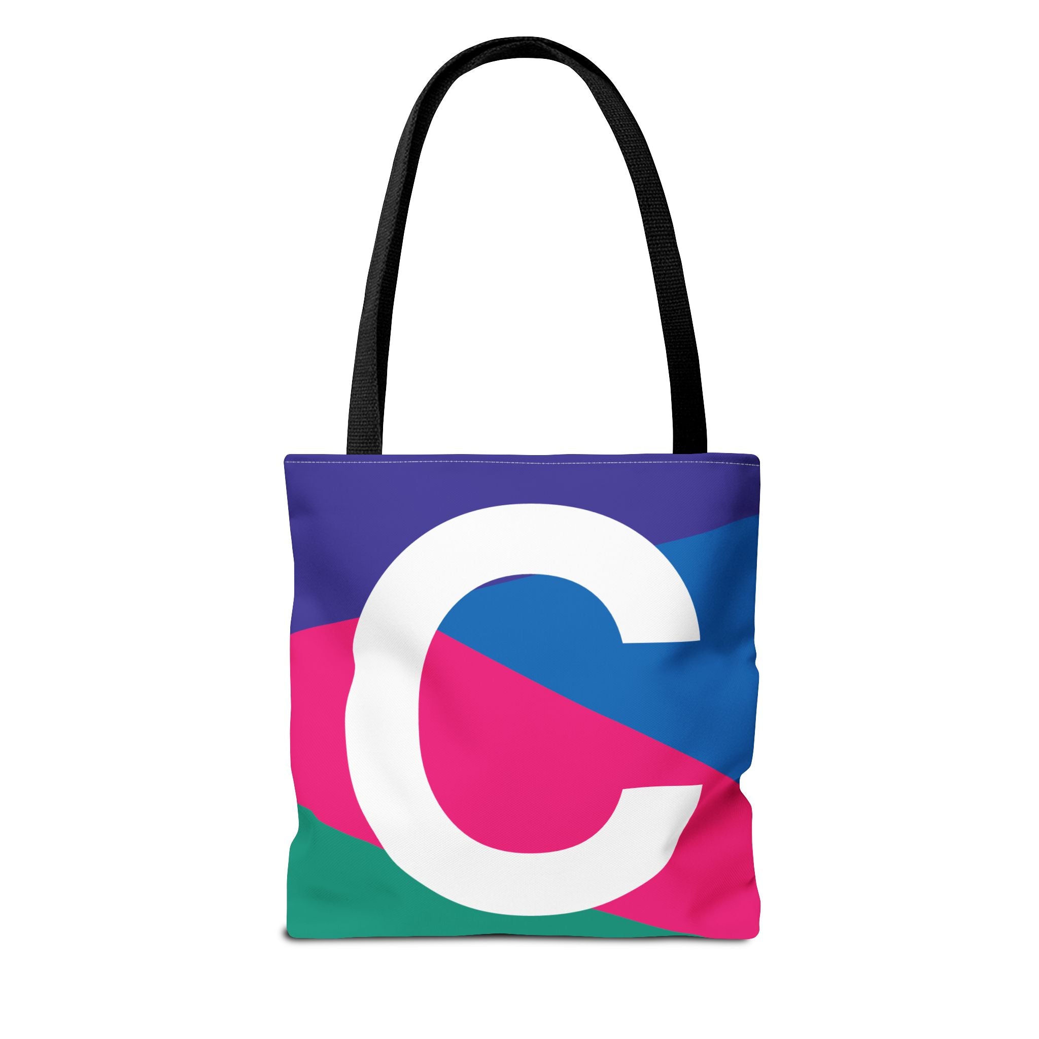 Monogram 'C' Colorblock Tote Bag — Personalized Initial C Shoulder Tote