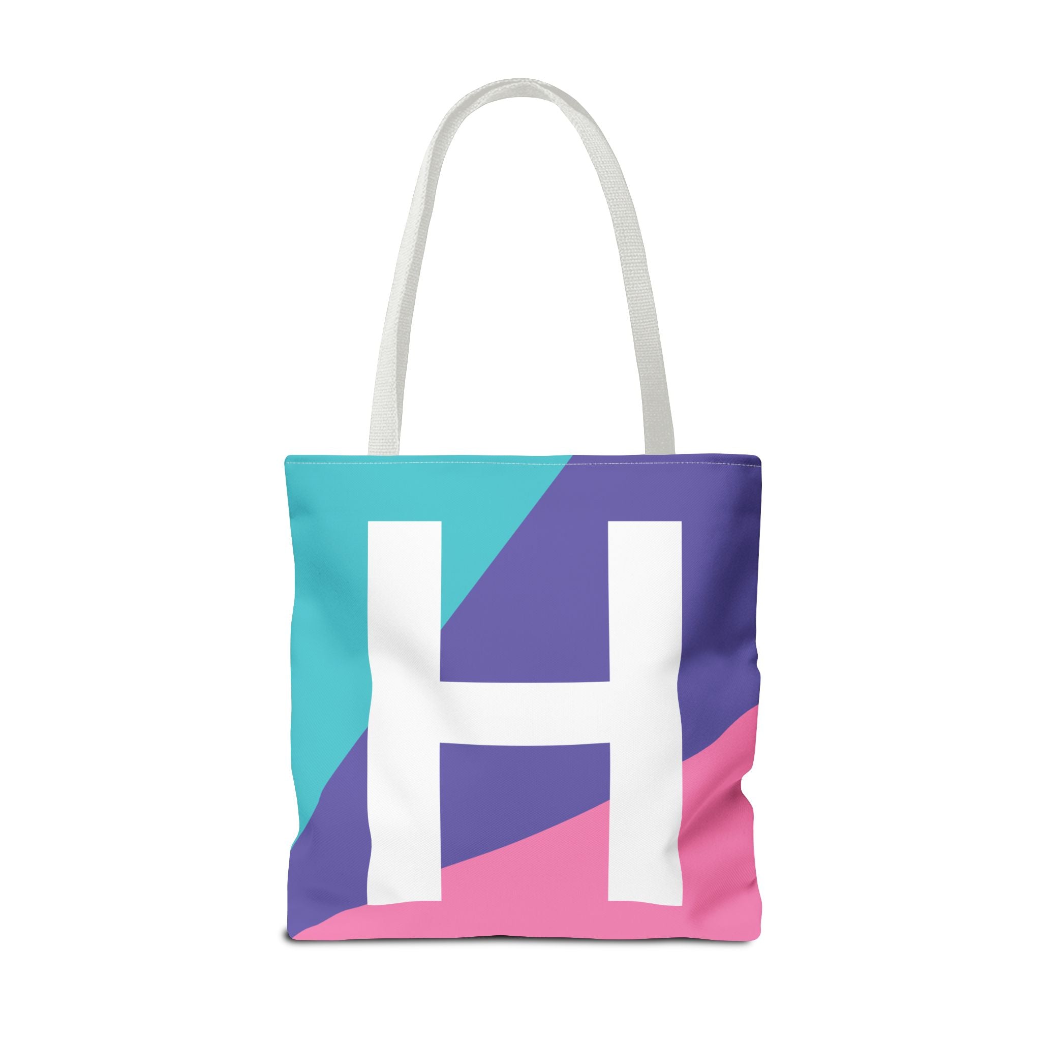 Monogram 'H' Colorblock Tote Bag — Personalized Initial H Shoulder Tote