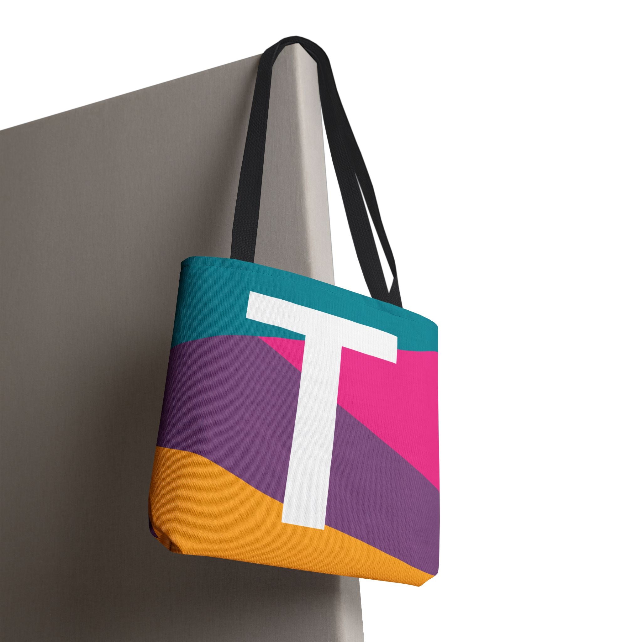 Monogram 'T' Colorblock Tote Bag — Personalized Initial T Shoulder Tote