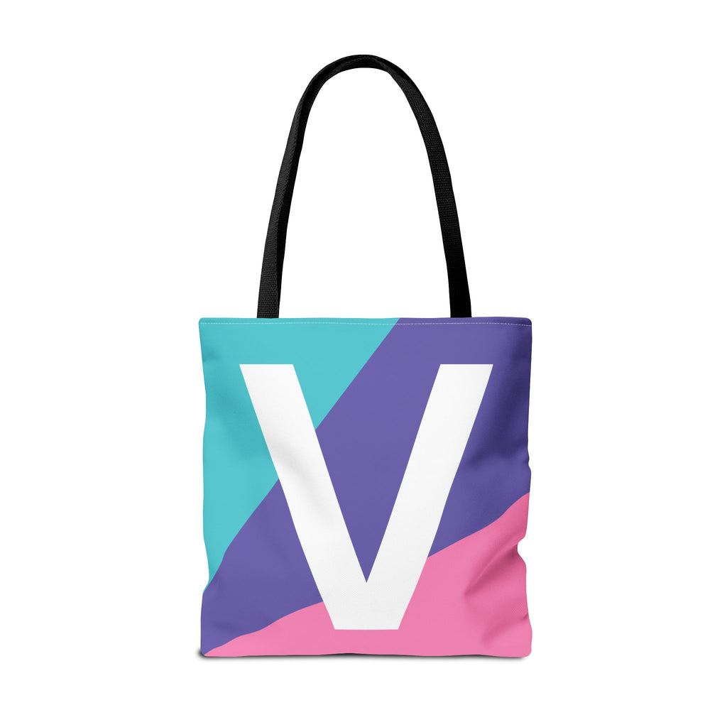Monogram 'V' Colorblock Tote Bag — Personalized Initial V Shoulder Tote