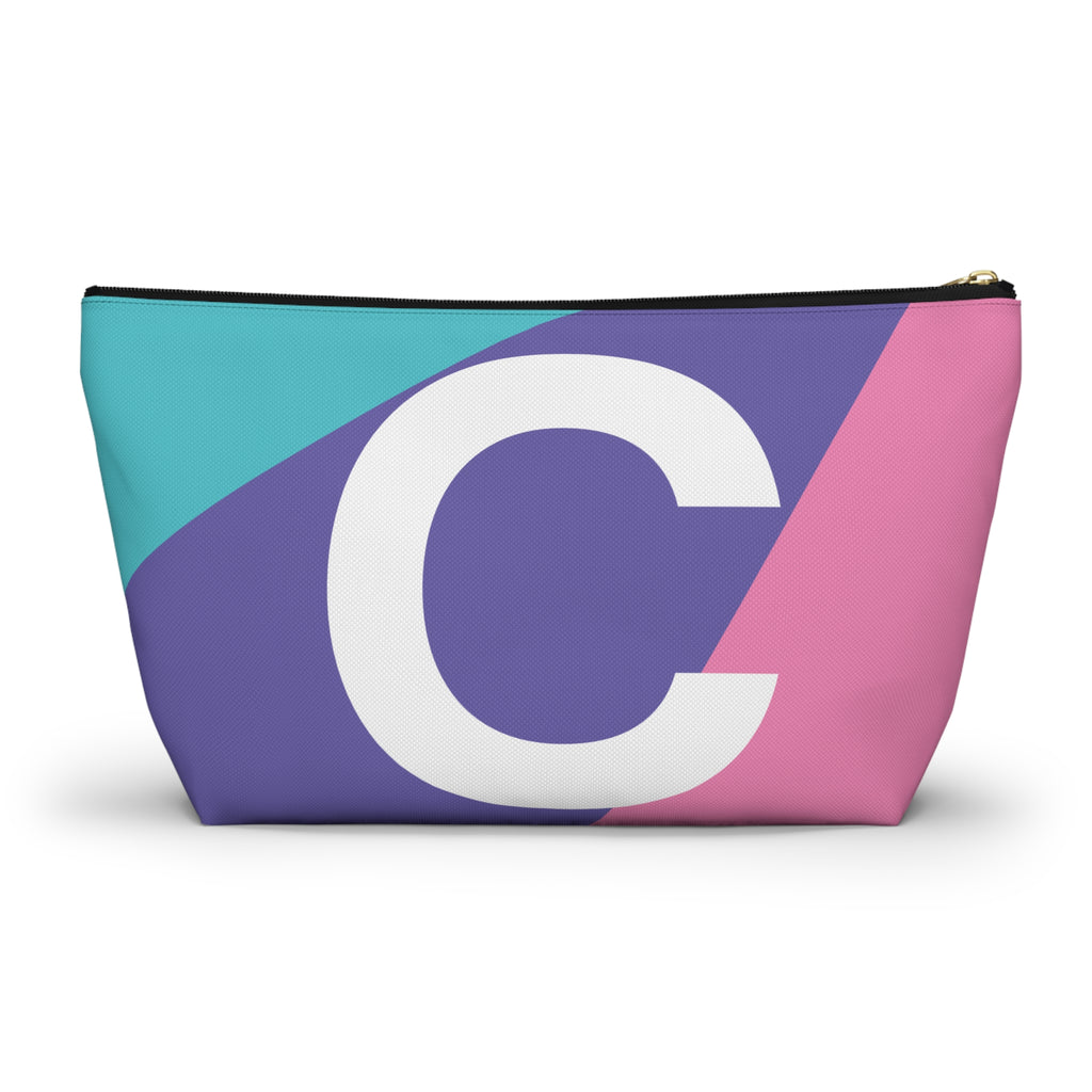 Initials Colorblock Accessory Pouch — Monogram C T-Bottom Cosmetic Bag
