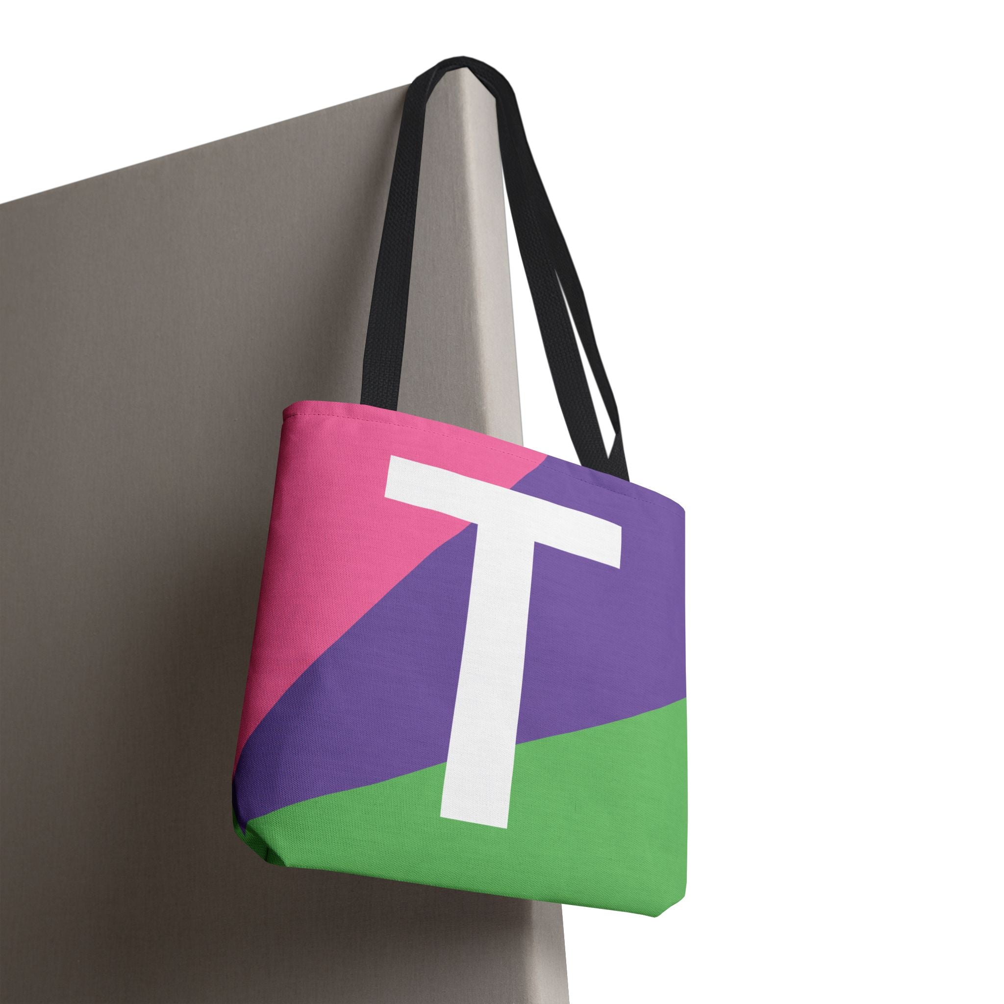 Monogram 'T' Colorblock Tote Bag — Personalized Initial T Shoulder Tote