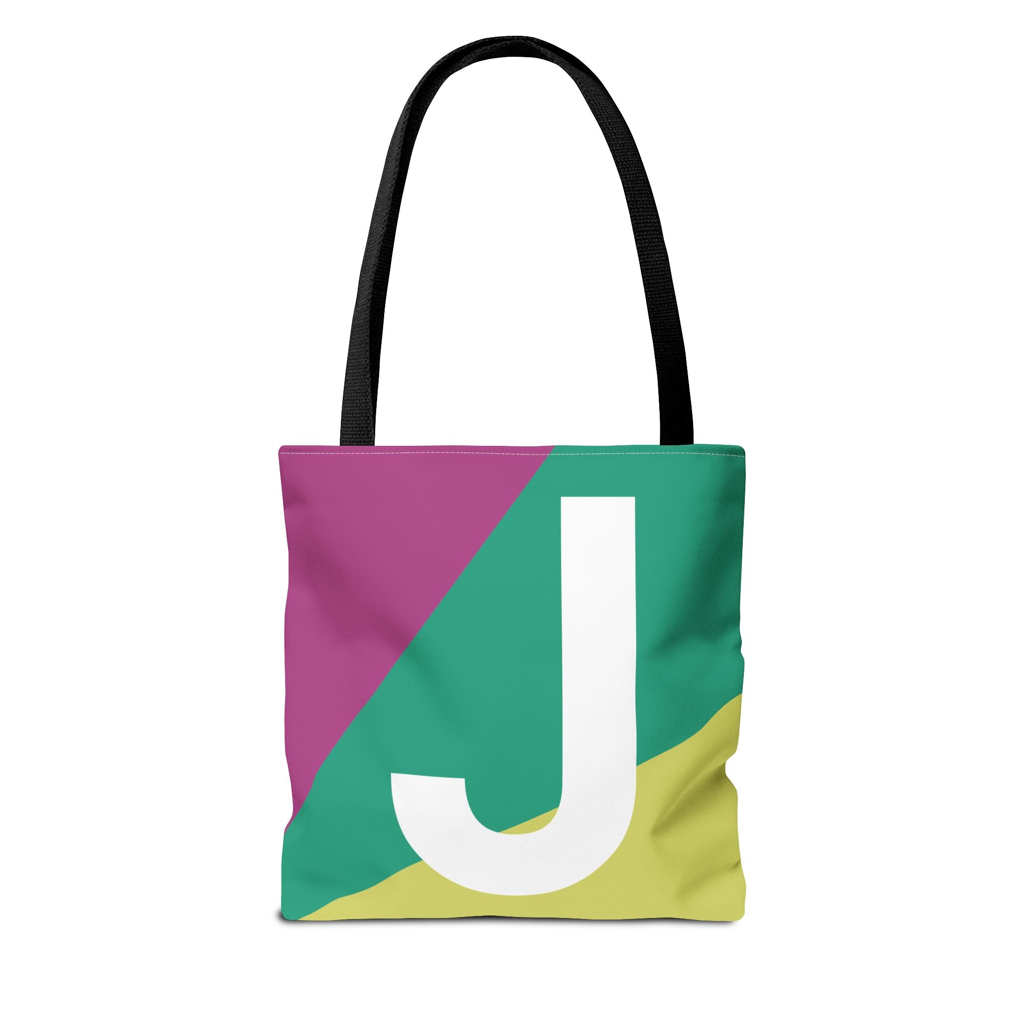 Monogram 'J' Colorblock Tote Bag — Personalized Initial J Shoulder Tote