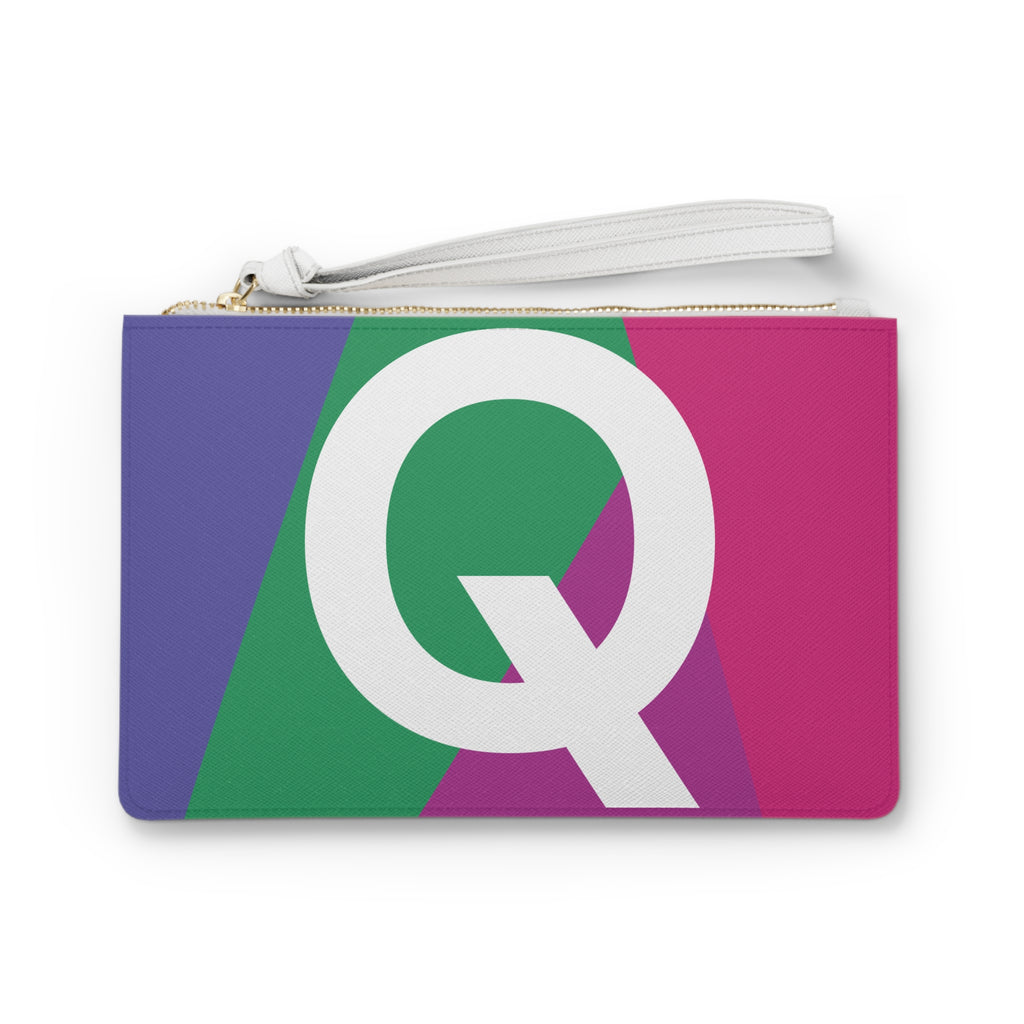 Monogram 'Q' Colorblock Clutch Bag — Bold Geometric Wristlet for Everyday & Gifts