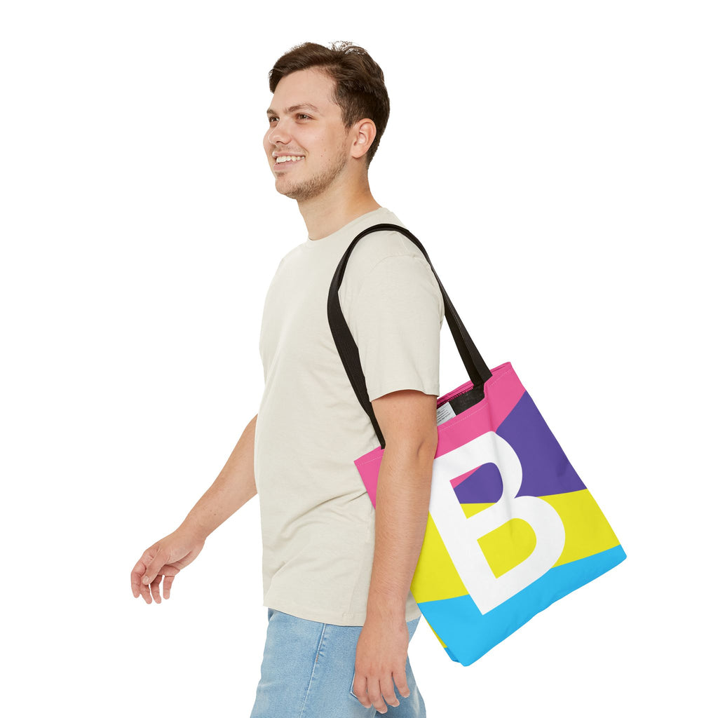 Monogram 'B' Colorblock Tote Bag — Personalized Initial B Shoulder Tote