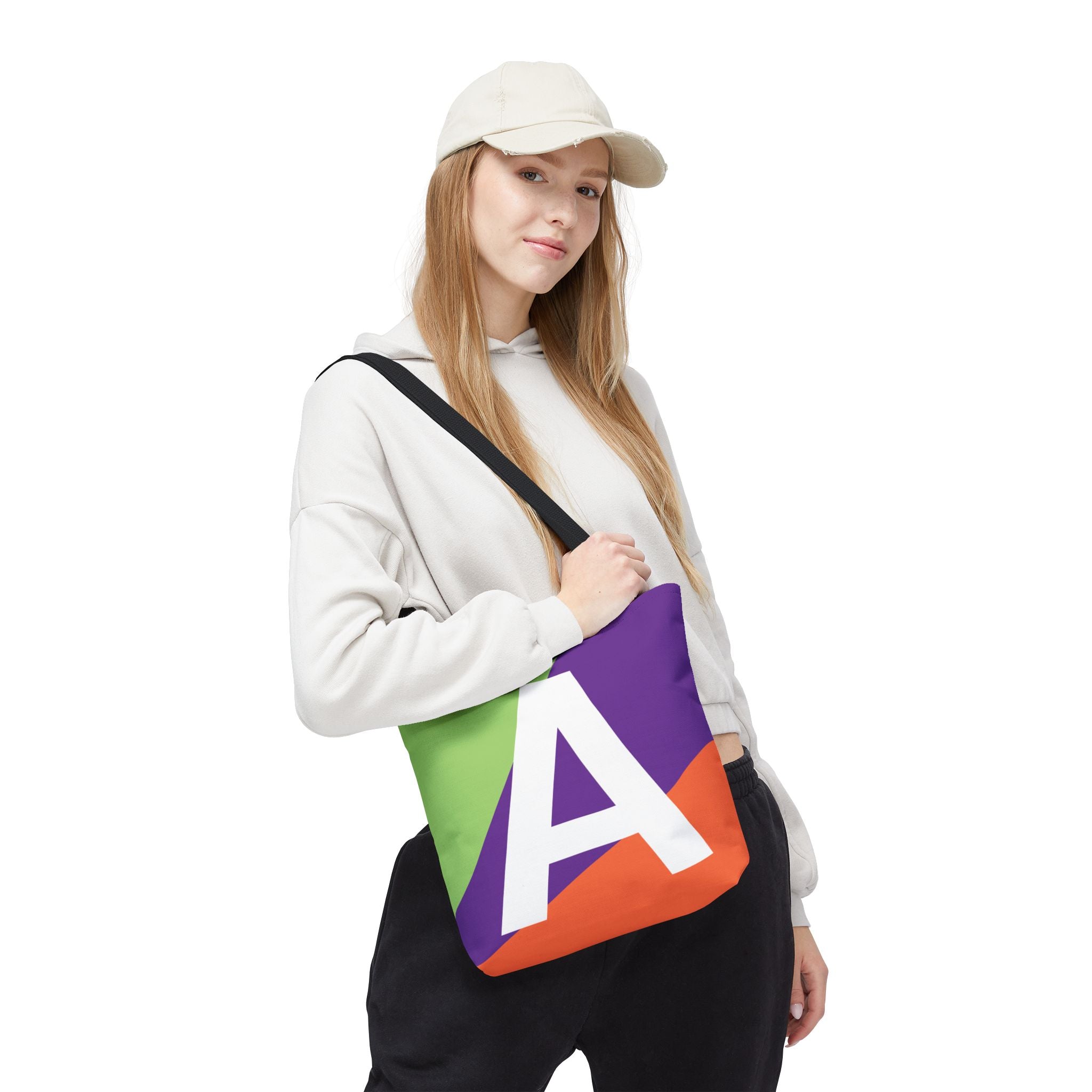 Monogram 'A' Colorblock Tote Bag — Personalized Initial A Shoulder Tote