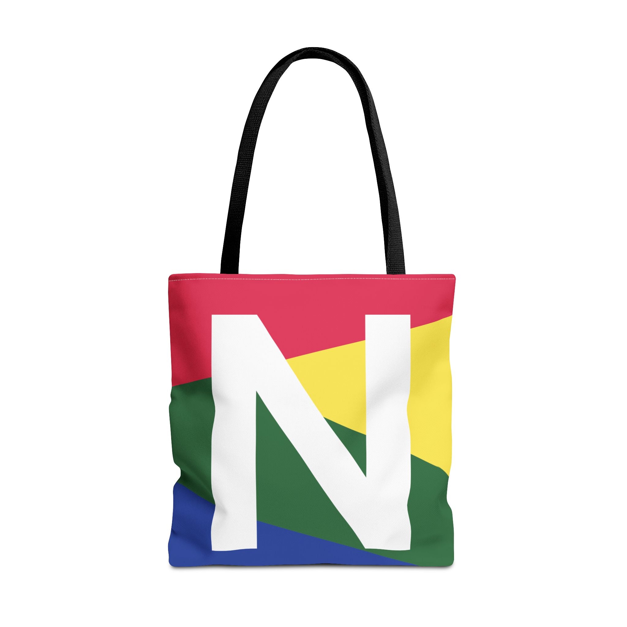 Monogram 'N' Colorblock Tote Bag — Personalized Initial N Shoulder Tote