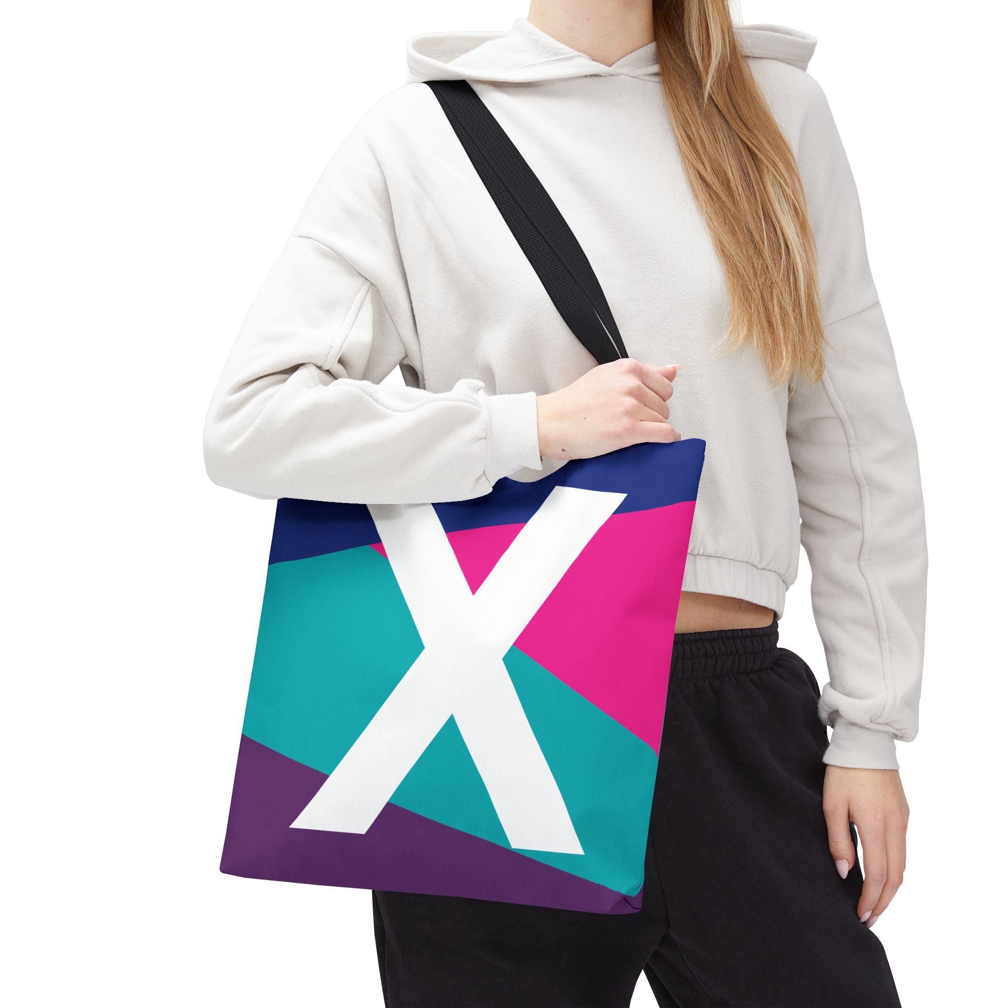 Monogram 'X' Colorblock Tote Bag — Personalized Initial X Shoulder Tote
