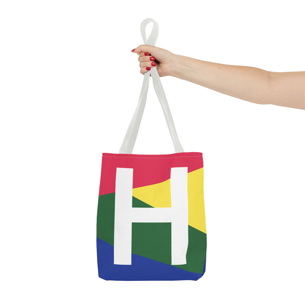 Monogram 'H' Colorblock Tote Bag — Personalized Initial H Shoulder Tote