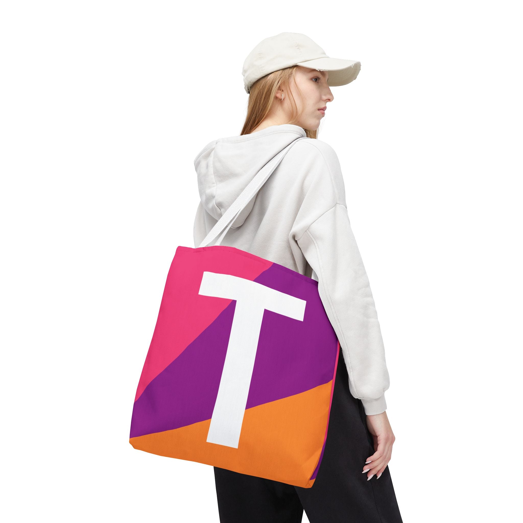 Monogram 'T' Colorblock Tote Bag — Personalized Initial T Shoulder Tote