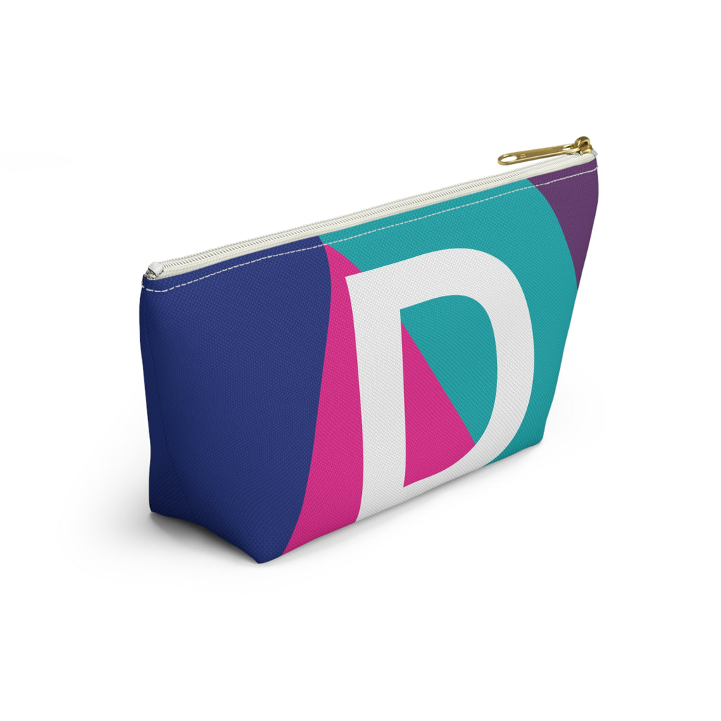 Initials Colorblock Accessory Pouch — Monogram D T-Bottom Cosmetic Bag