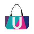 Personalized 'U' Colorblock Tote Bag — Monogram Weekender Tote
