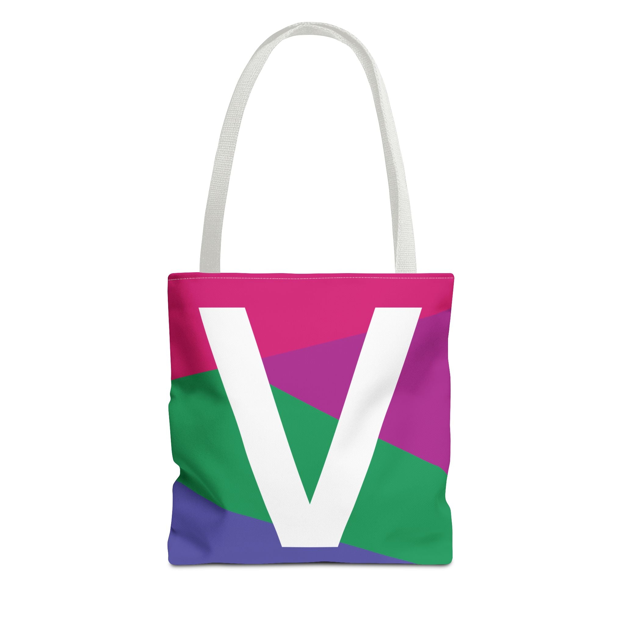 Monogram 'V' Colorblock Tote Bag — Personalized Initial V Shoulder Tote