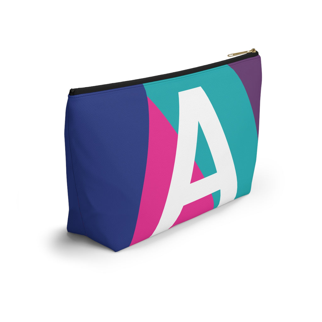 Initials Colorblock Accessory Pouch — Monogram A T-Bottom Cosmetic Bag