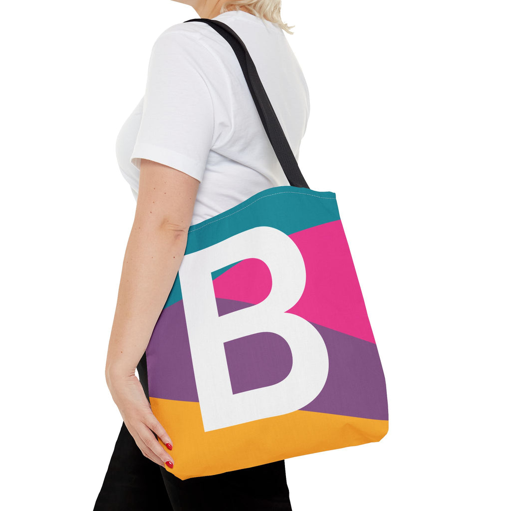 Monogram 'B' Colorblock Tote Bag — Personalized Initial A Shoulder Tote