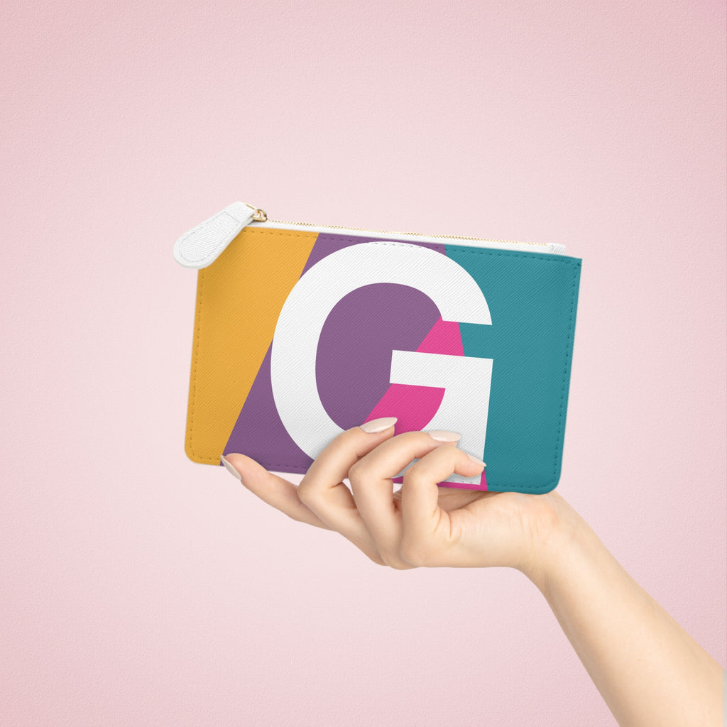 Initial G Mini Clutch — Colorblock Monogram Wristlet Wallet